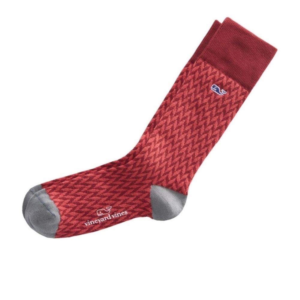 Mens Vineyard Vines Herringbone Crimson Socks